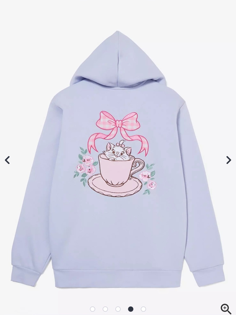 Disney Light Blue Embroidered Zip-Up Hoodie with Floral Tea Time Motifs - Picture 2 of 7